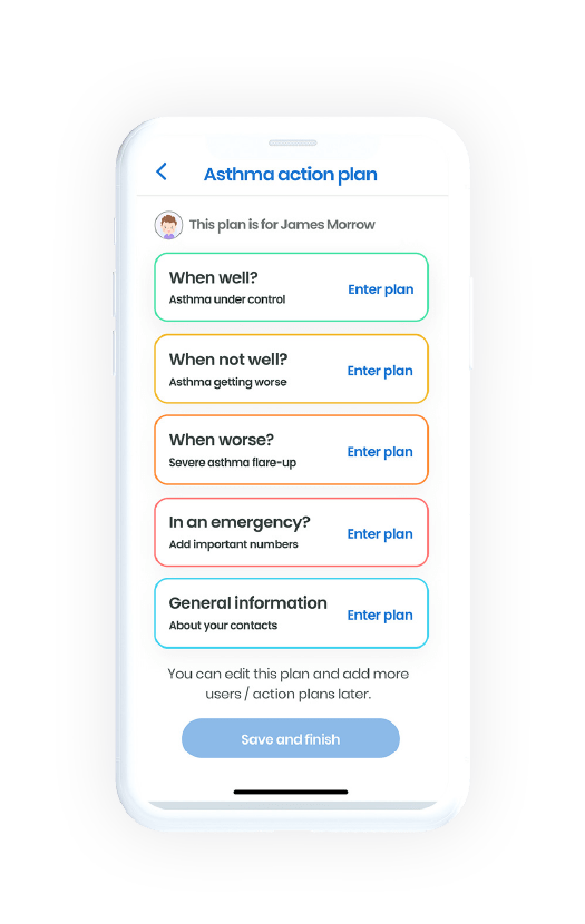 Asthma Action plan - Digitizes the Asthma Action Plan and allows users to share their data with health professionals