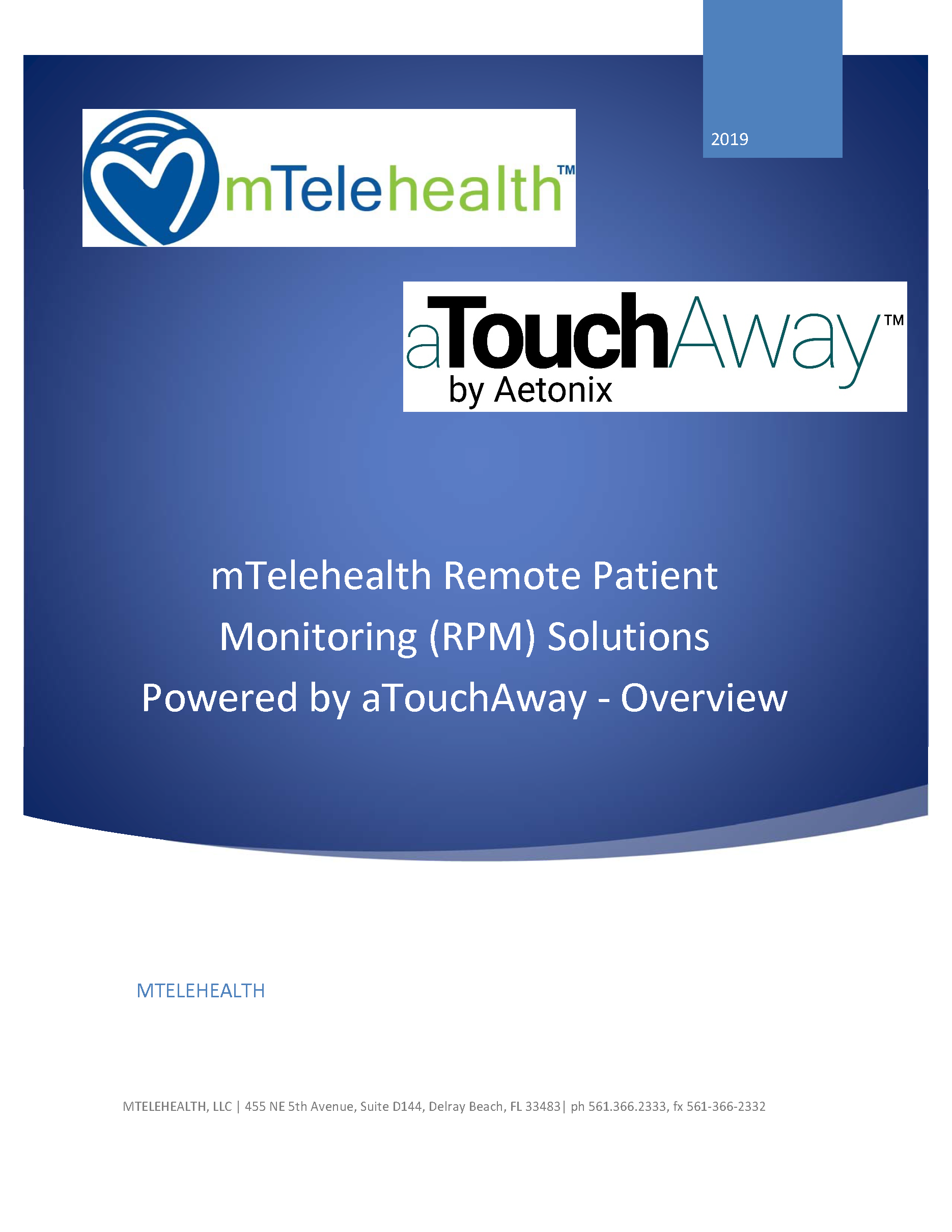 mTelehealth Remote Patient Monitoring (RPM) Solutions Powered by aTouchAway - Overview - Title Page