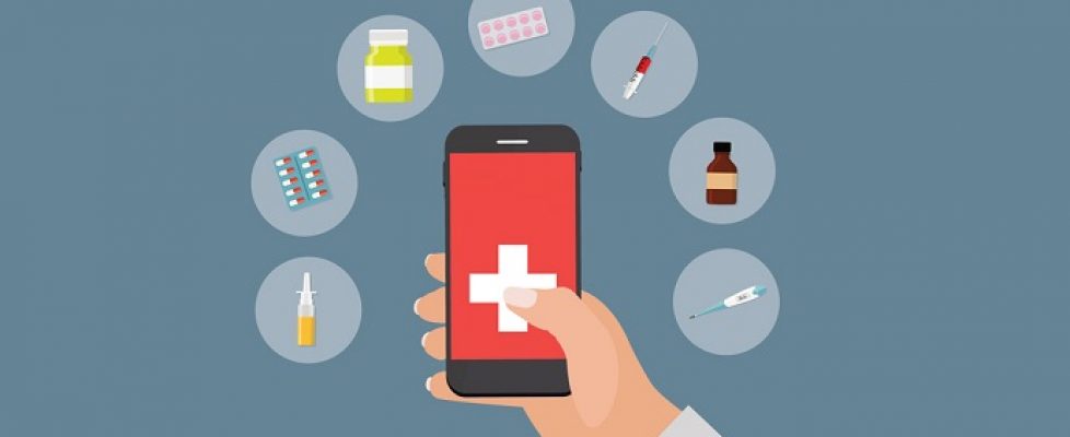 Mobile Apps Concept of Online Treatment and Health care in Moder