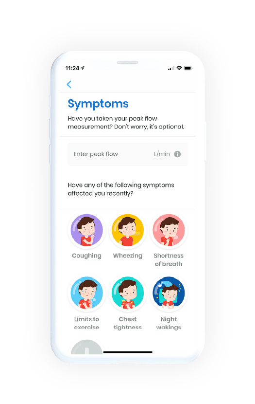 Symptom tracker -  Records self-reported symptoms, and tracks medication use and triggers