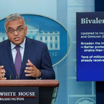 Ashish Jha speaks at a press briefing at the White House in  Washington